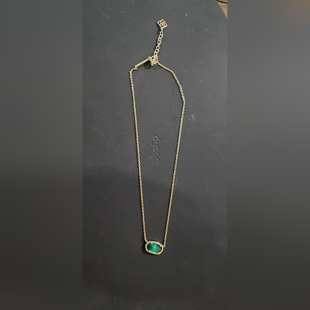 Kendra Scott Gold Necklace with Green Stone
